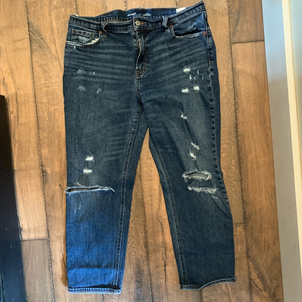 Old Navy Mid Rise Boyfriend Jeans - Dark Blue